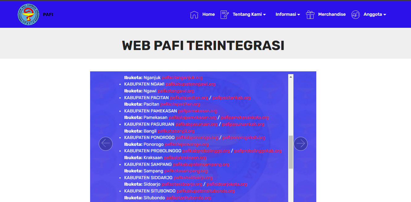 Website PAFI Kabupaten Pacitan