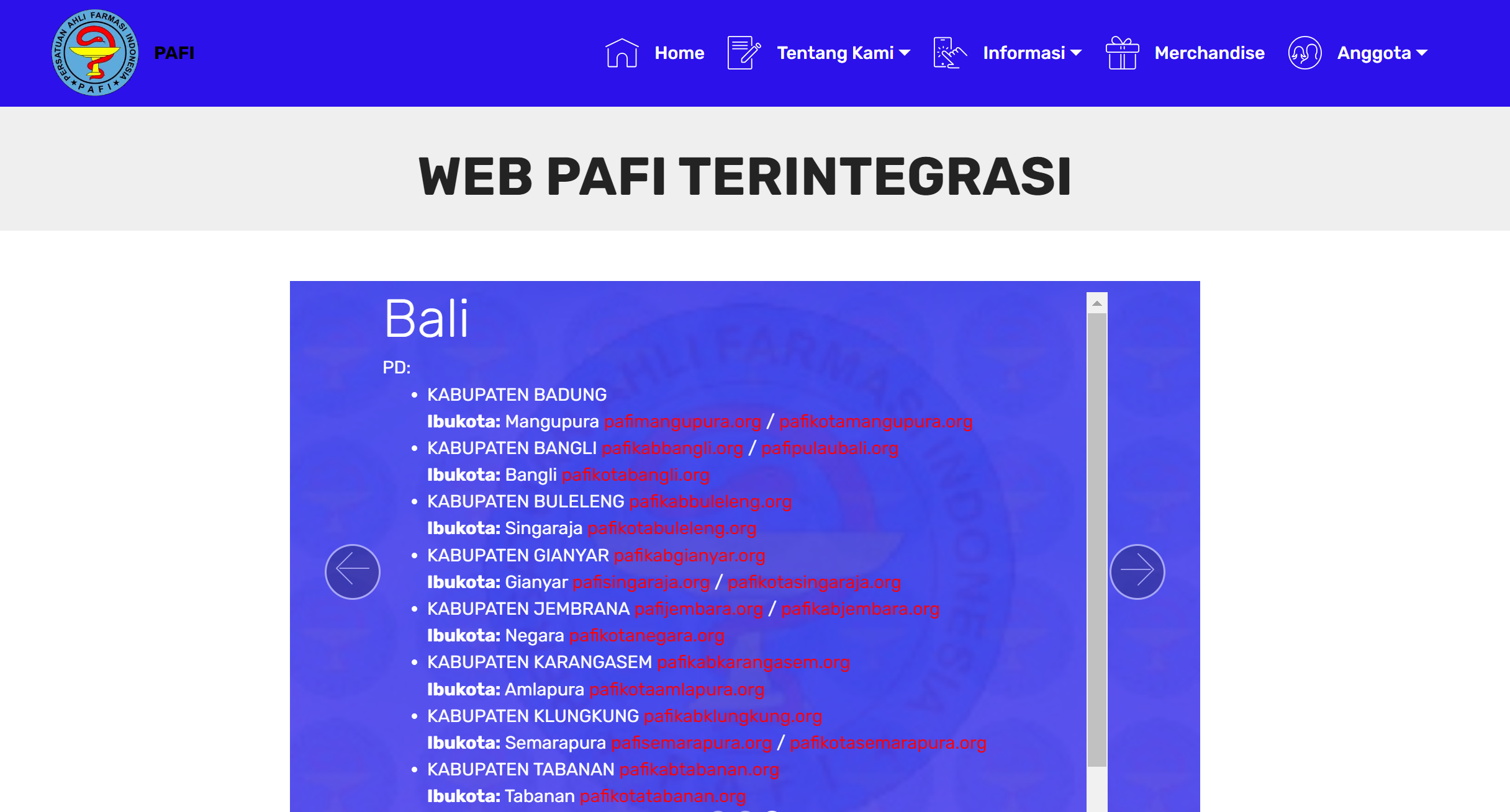 Website Resmi PAFI Kota Mangupura